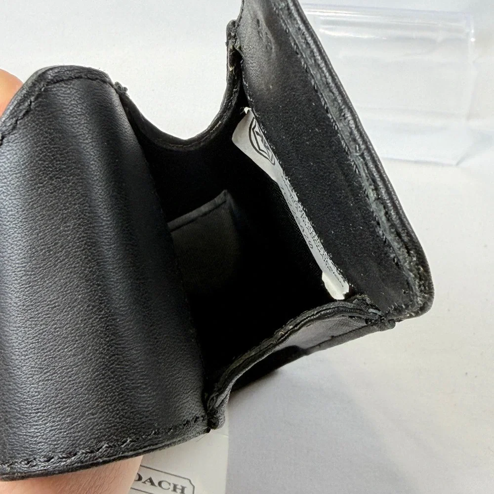 NWT Coach Flap Cell Phone Case Unisex Black Leather Vintage 4520 Wristlet Pouch